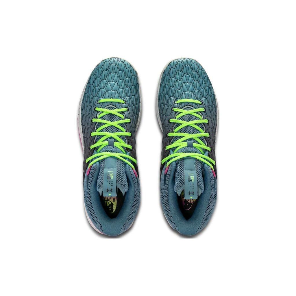Under Armour Havoc 5 Hovr Clone Round Toe Lace-Up Non-Slip Wear-Resistant Mid-Top Basketball Shoes Unisex Sneaker Pink Green 3025605-300