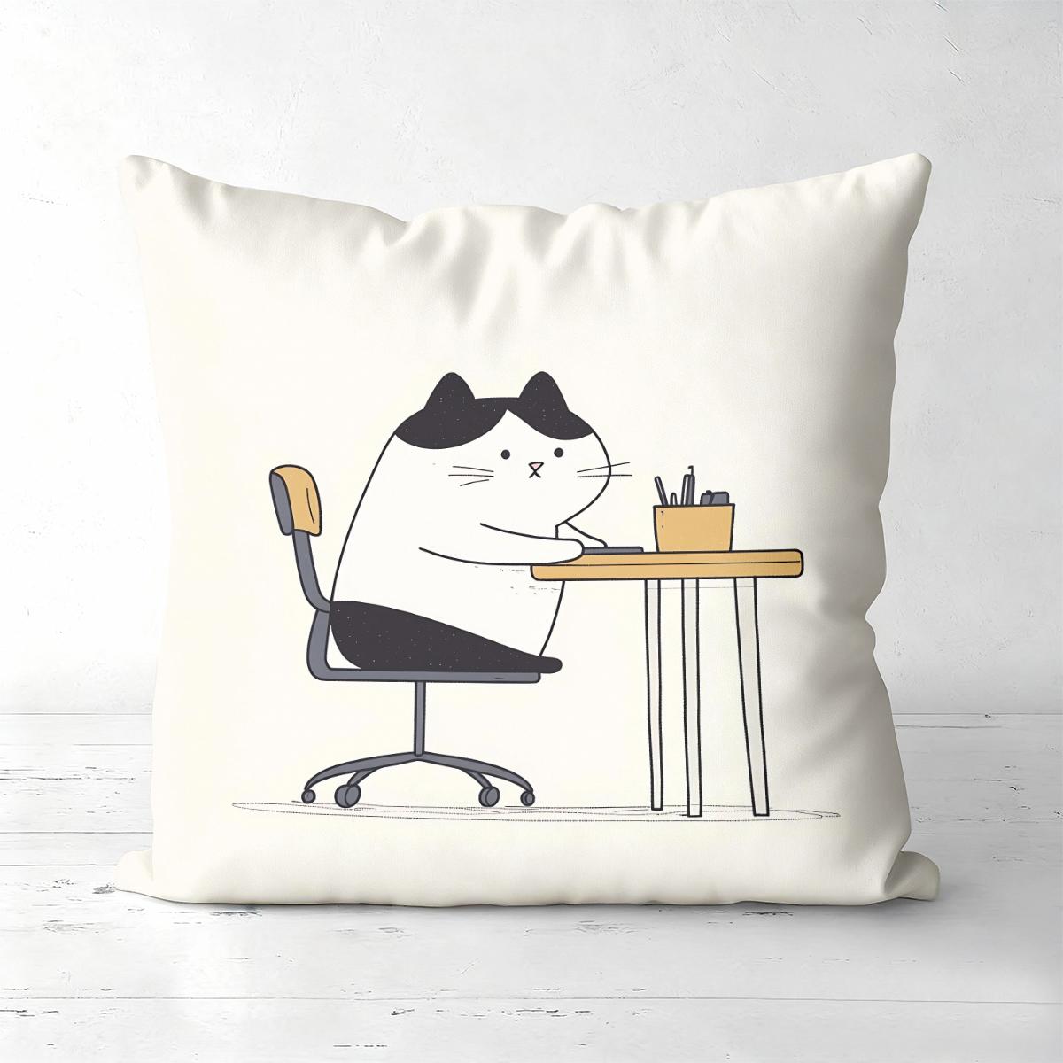 

Cute Cat Cartoon Pattern Decorative Throw Pillow Cover Polyester Sofa Cushion Case for Living Room Home Decor 40cmx40cm