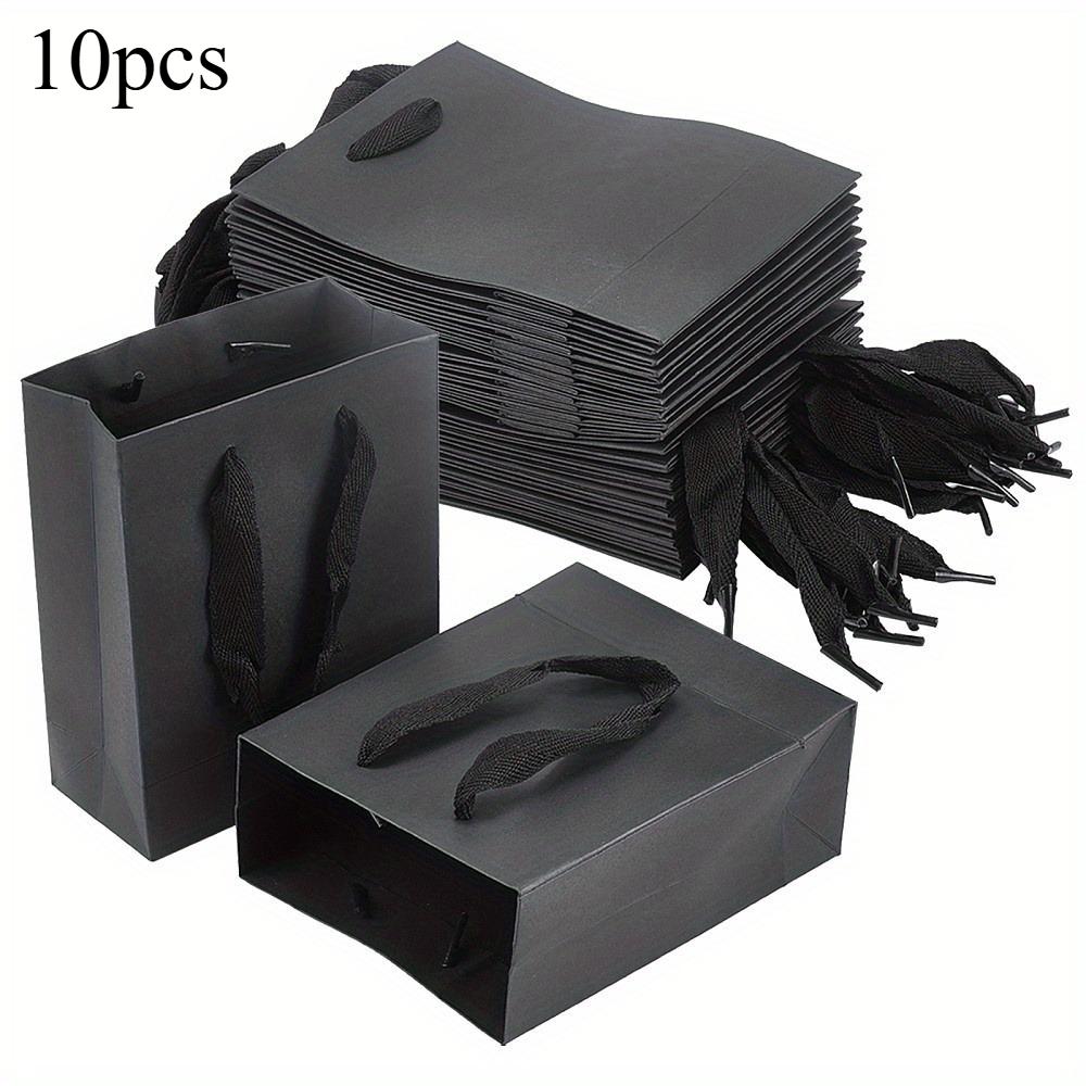 

10pcs Black Kraft Paper Bag with Handles Multi Size Festival Gift Bags Gift Jewelry Wedding Birthday Party Decoration Paper Bags 11.5x7x15.5cm