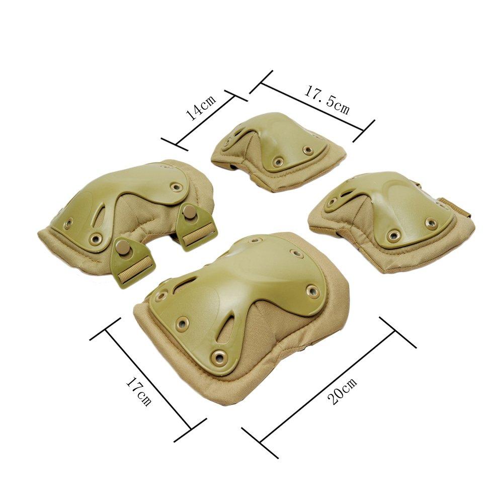 Caffmo Ellenbogen- und Knie-Knie-Ellenbogen-Knie- und Ellenbogenschützer für und Erwachsenen-Schutzschützer, Protektoren, Polster, Polster, 4-teiliges Set, Fahrräder, Skifahren,