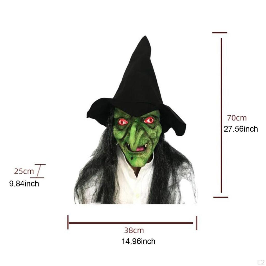 Halloweenská latexová maska ​​čarodějnice Prop Cosplay kostým výška 70 cm pro jevištní představení Lehká Soft