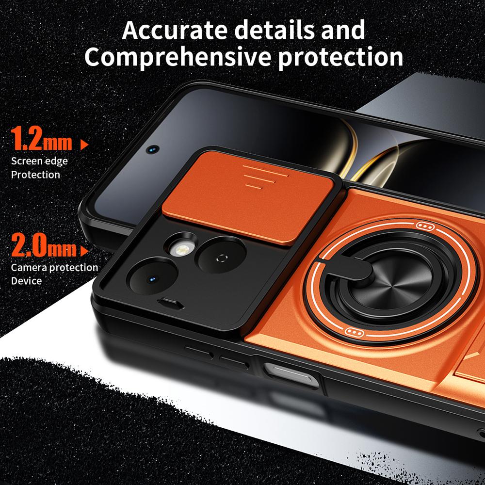 KEYSION Magnetic Phone Case for TECNO Spark 40C 4G Slide Camera Protection Upright Kickstand 360° Ring Shockproof Back Cover