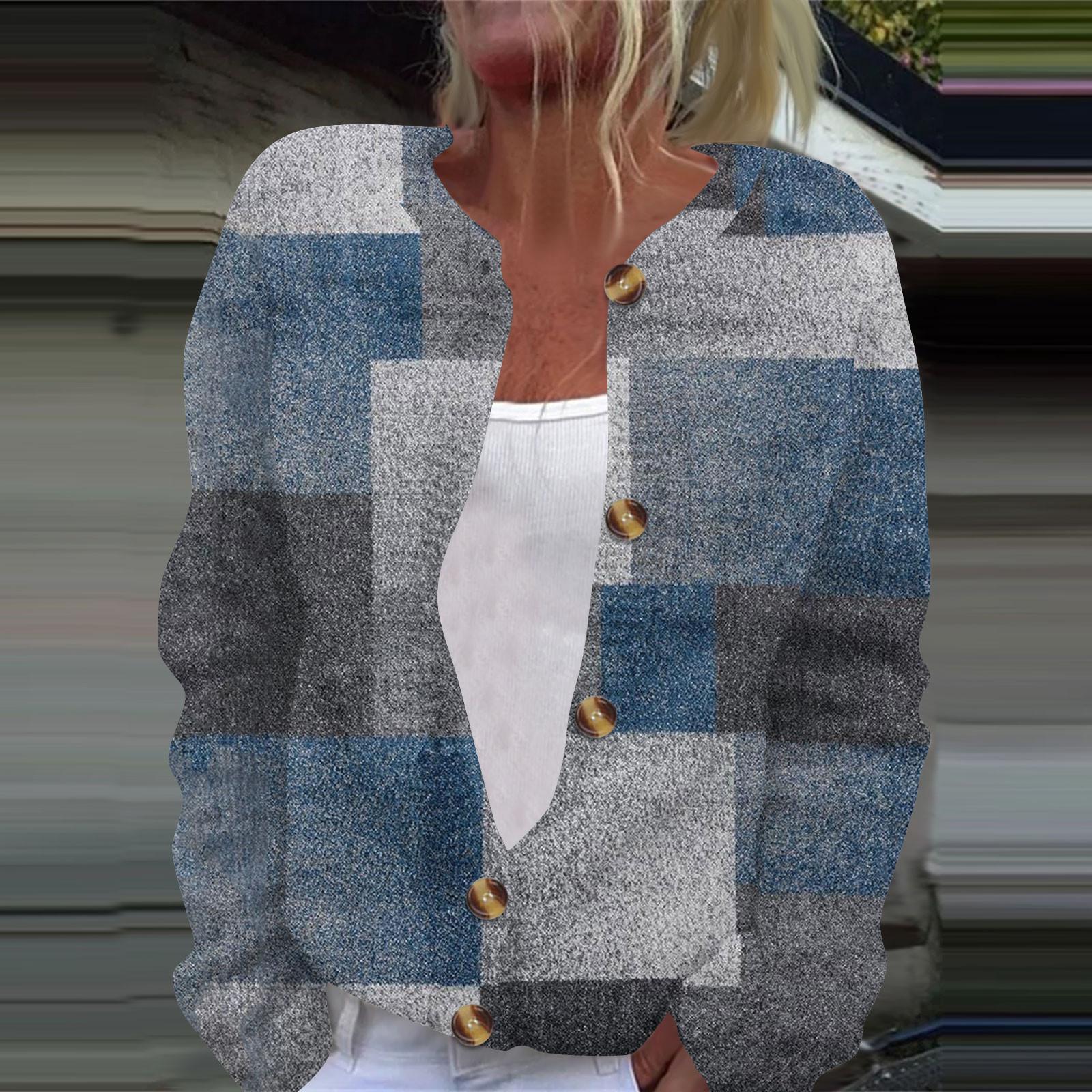 

Женская модная принтованная куртка с длинным рукавом и вязанным кардиганом на пуговицах L тёмно-синий