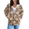 Women's Fashion Casual Long Sleeve Christmas Print Cardigan Coat With Pocket Zipper