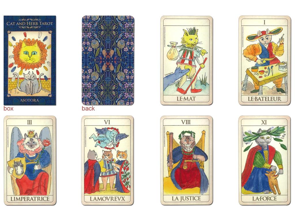 Nichiyu 22-Card Tarot Cards, Marseille Edition, by Naoko Morimoto, Fortune Telling [Authentic] [CAT AND HERB TAROT] "Cat and Herb Tarot