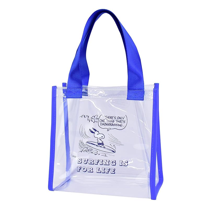 

[Snoopy] clear tote bag transparent bag Smaller fountain spa Gym pool trip ladies adult student child cute character 0415 Blue (SPZ-3526)