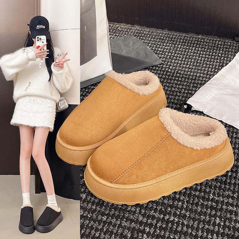 Large Size Snow Boots Women's New Winter Warm and Velvet Thick-soled Heel-less Cotton Shoes