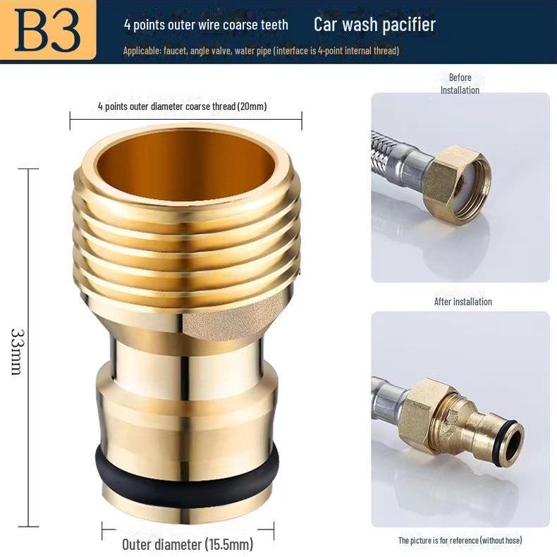 Kupfer 4-Punkt-Gewinde Standard-Wasserrohrgelenk für Waschmaschine und Autowaschpistole