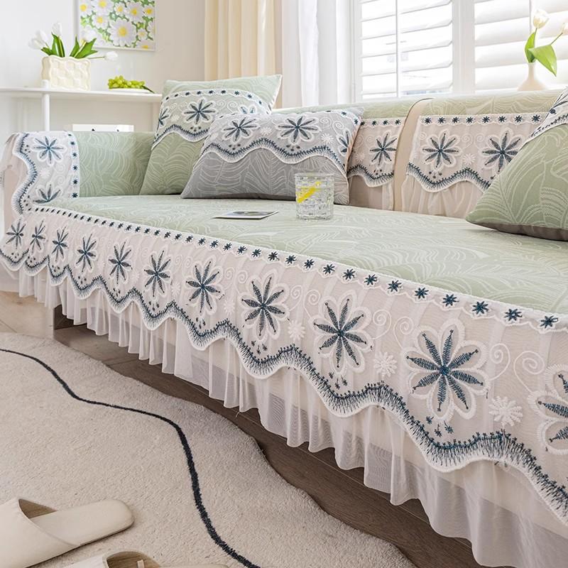 Ice Silk Sofa Cushion Non-Slip High-End Sense Summer Mat Seat Cushion Summer Lace Lace Sofa Cover Cover Cloth Towel
