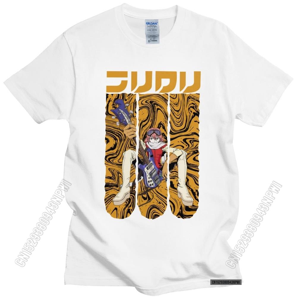 Unique FLCL Fooly Cooly Tshirt Men Fashion Casual Anime Manga Haruko Haruhana T Shirt Loose Fit Pure Cotton Tee Top