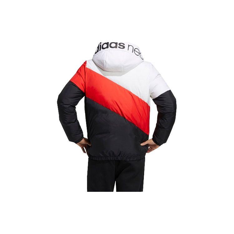 Adidas Neo Contrast Panel Warm Down Jacket With Hood Men Outerwear White Colorblock H45268