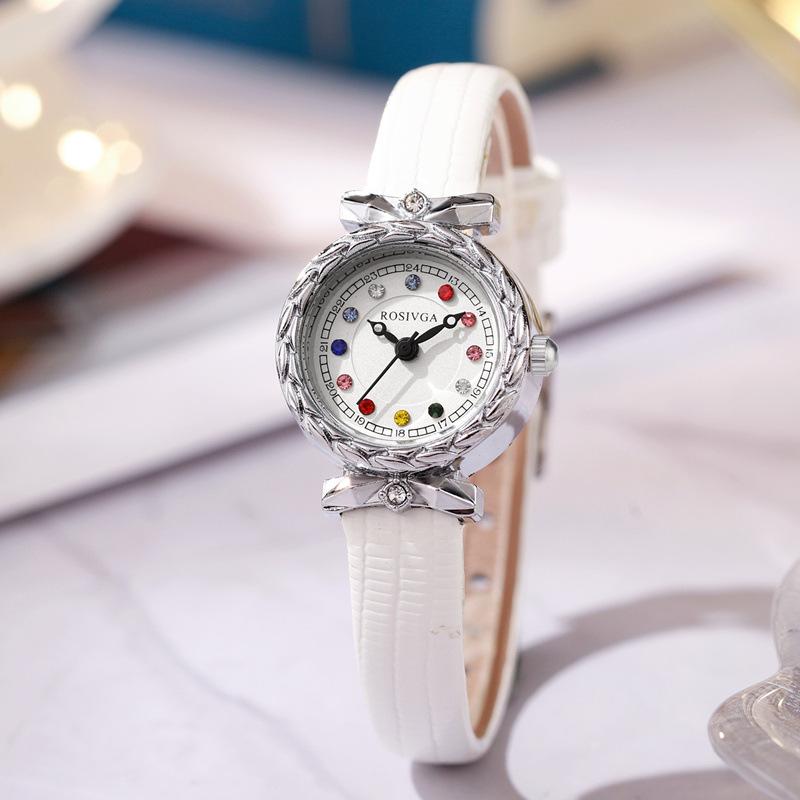 Women' Watches Rhinestone Quartz Wristwatch Leather Strap Watch