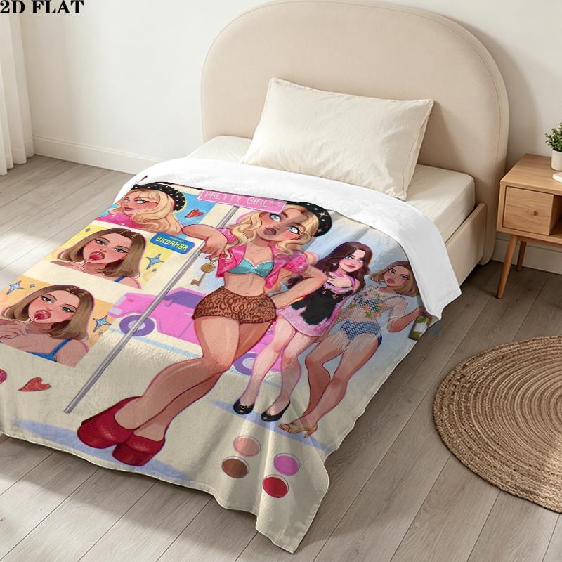 Sabrina Carpenter Print Flannel Blanket, High quality Comfortable for All Seasons, Home Decor, Warmth and Comfort, Perfect for Christmas Gifts