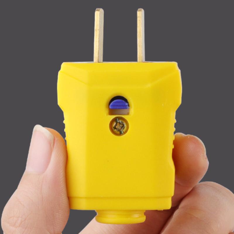 2-Prong Heavy-Duty Industrial Electric Plug Flame-Retardant Drop Resistant Yellow for Commercial Power Use