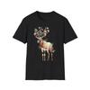 Deer Floral Watercolor Nature Black Tee Boho Aesthetic Graphic T-Shirt