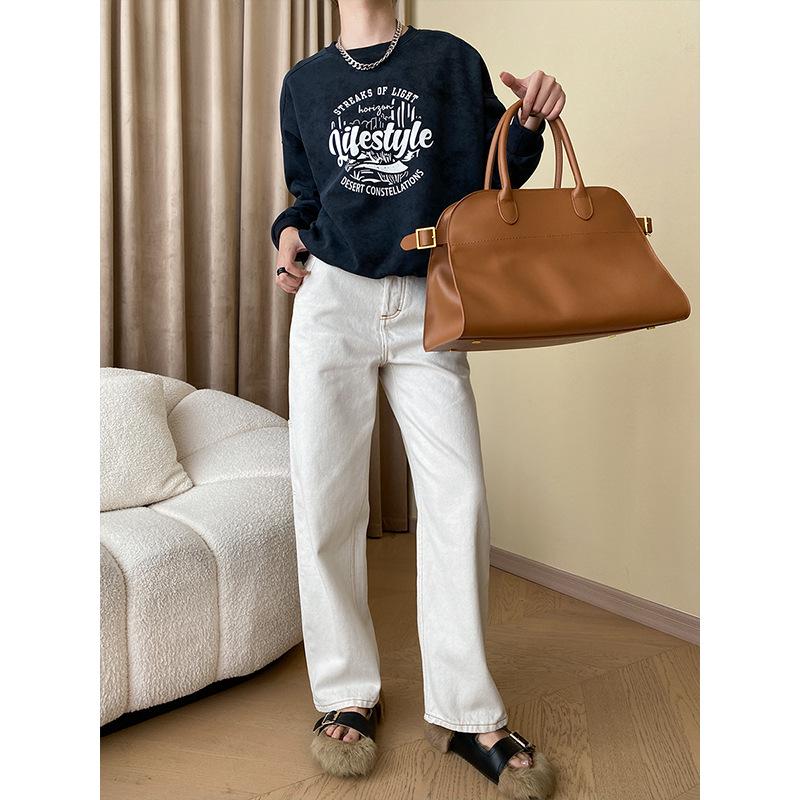 

Sinan American Mottled Letter Print Casual Round Neck Free Shoulder Sweeper SN4506 One Size