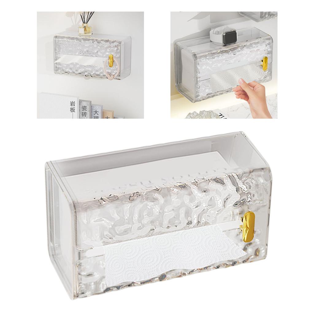 Wall Mount Tissue Box Cover Dryer Sheet Dispenser Clear PET ABS Pattern Versatile Tissue Container