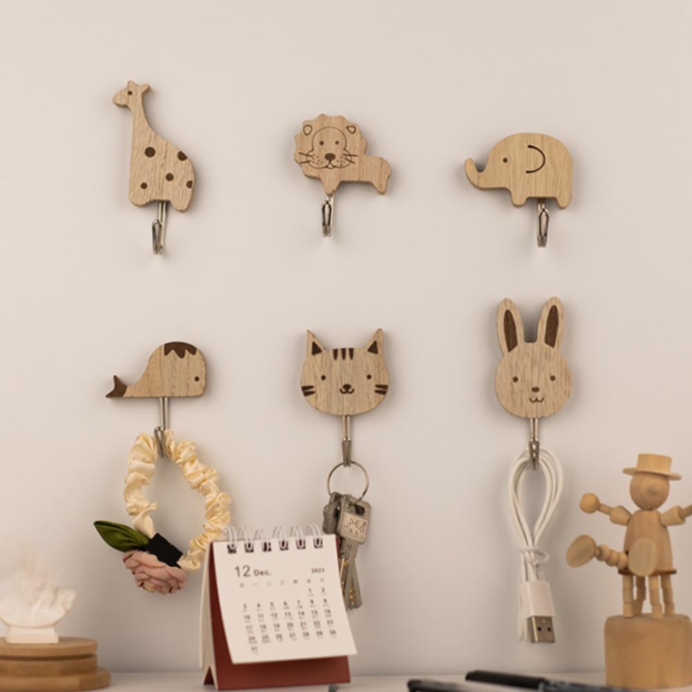 Cute Coat Hooks Theme Wall Hangers Wooden Cartoon Wall Hooks Strong Load-bearing Coat Hooks Towel Hangers Easy to Install