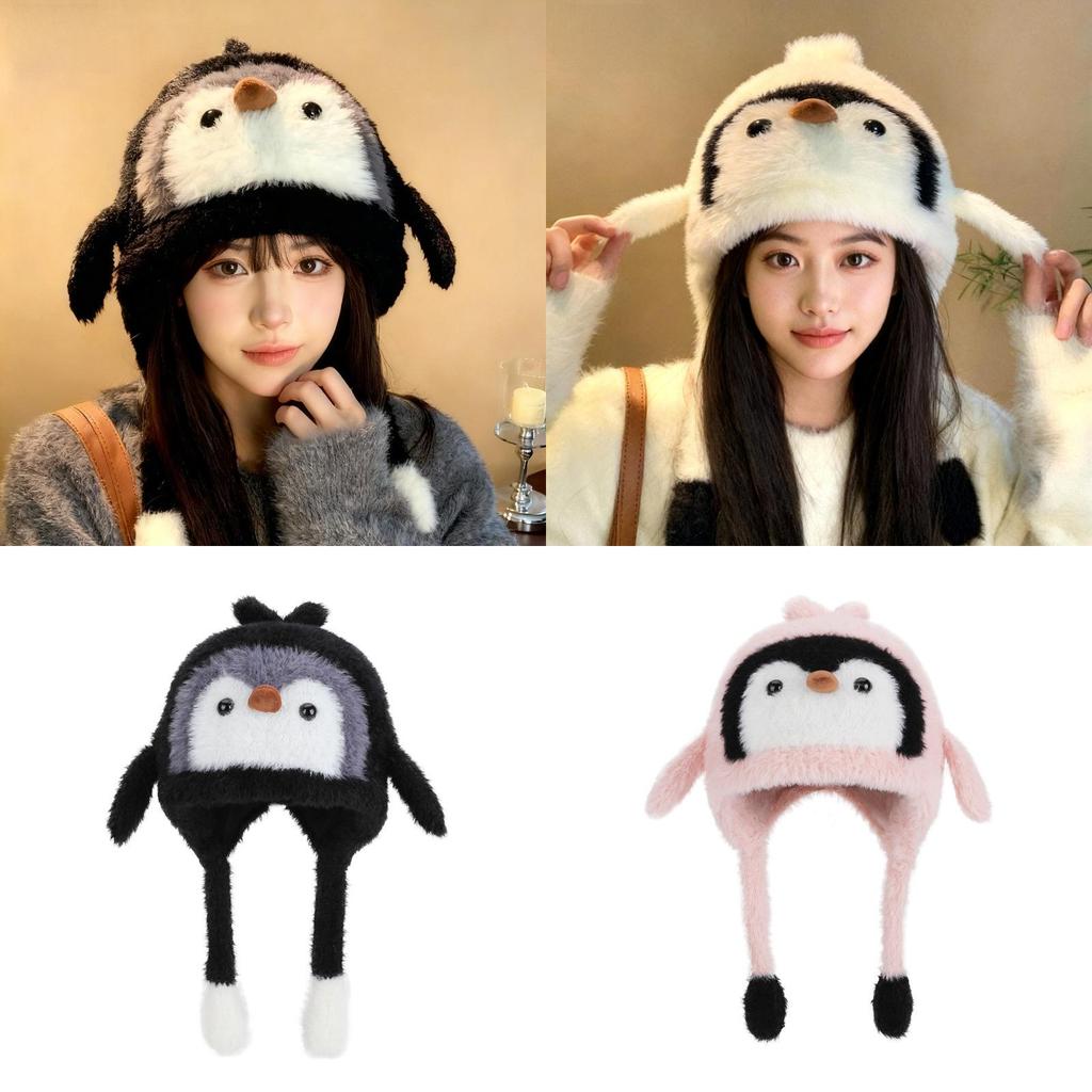 Penguin Plush Beanie Cap For Winter Outdoor Cold Weather Protection