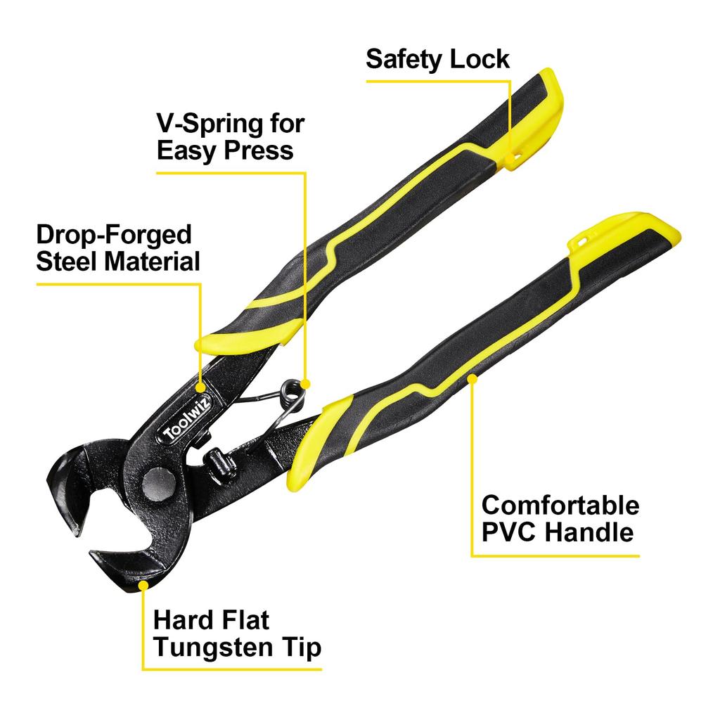 Toolwiz Tile Nippers with Handles and Tungsten Steel Wheel Blades for DIY Applications on Stained and More (2-Pack) Non-Slip Glass, Ceramic, Tile,