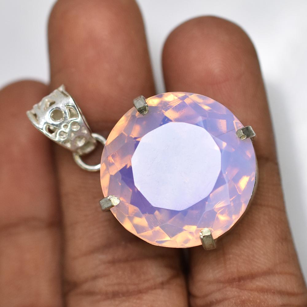 56.45 Ct CERTIFIED Opal 925 Sterling Silver Multicolor Round Gems Pendant MY-PD-132-NS