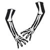 Halloween Skeleton Gloves Short Long Full Finger Bone Print Mittens Dress Party Costume Accessories for Women Men