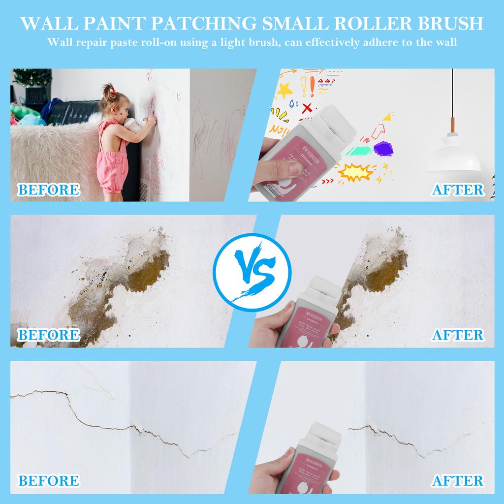 3Pcs Wall Paint Roll Brush Portable Damage Wall Repair Tool Wall Cleaning Wall Patching Paste Household Wall Graffiti Repair