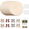20Pack Wood Circles for Crafts,12 Inch Blank Round Door Signs with 8 Pcs Decoration Bows and 20 Pcs Ropes,for Decoration