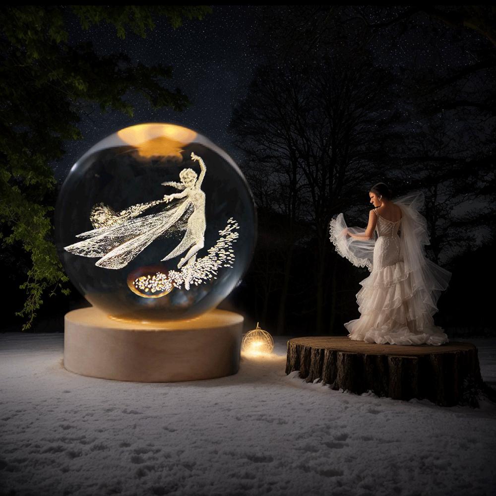 6 Color Changes Night Light 3D Laser Engraving Cat and Butterfly Night Light with Colored Light Wood Lamp Holder Home Decoration