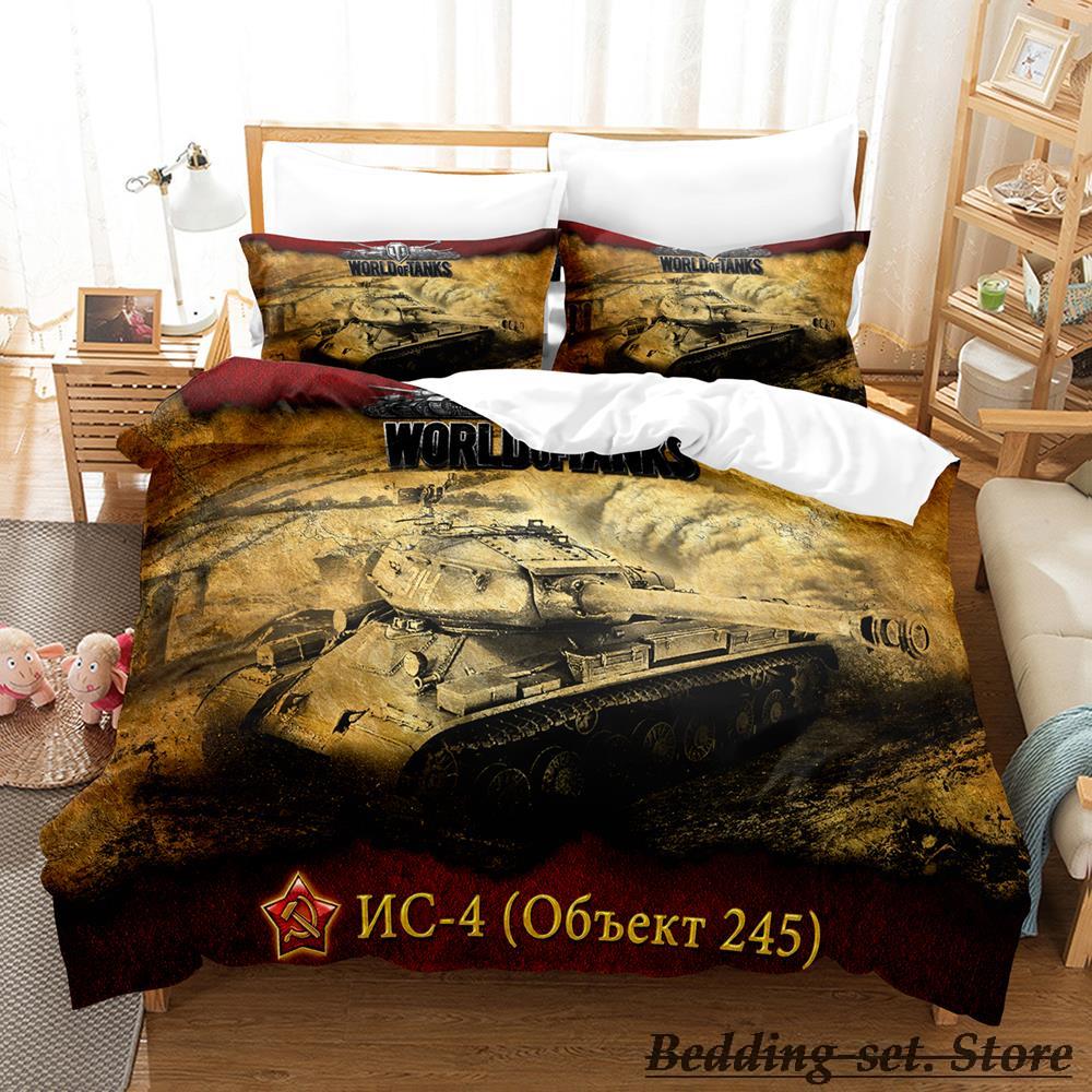 World Of Tanks Bedding Set Single Twin Full Queen King Size Bed Set Adult Kid Bedroom Duvetcover Sets Anime Parure De Lit Bed