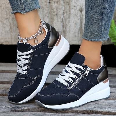 Plus Size Fashion Wedges Sneakers for Women 2026 Spring Lace Up Platform Sports Shoes Woman Lightweight Non Slip Casual Shoes