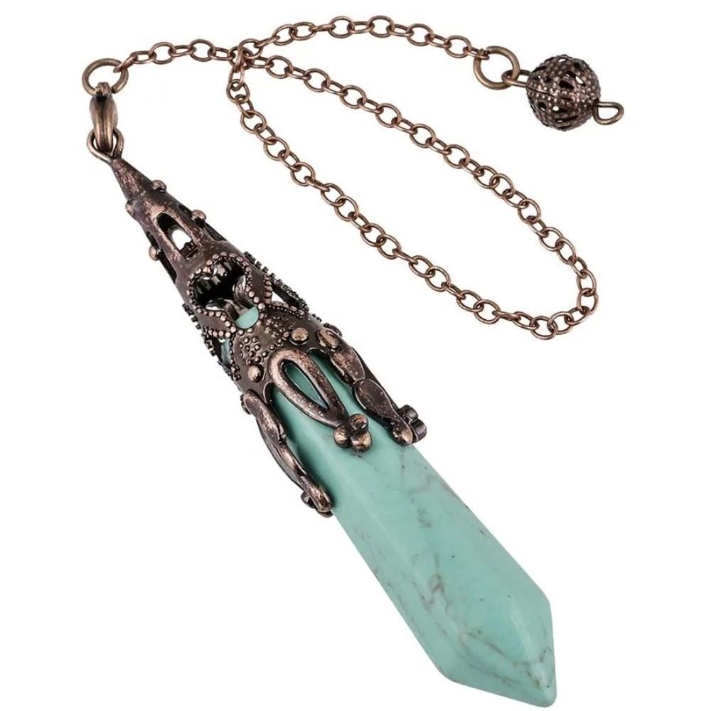 Energy Crystal Pendulum Spiritual Gem Stone Pendant Retro Reiki Pendulum  Dowsing