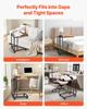 C Table, C Shaped Sofa Side Table with Metal Frame Rolling Casters, Portable C Shaped End Stand for Living Room Bedroom Office, 19.69 x 13.78 x 23.82