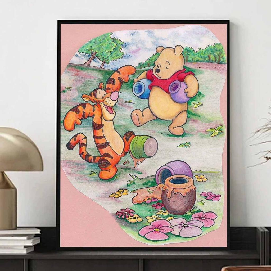 DIY Diamond Painting Winnie and Tigger Cross Stitch Kit Mosaic Art Diamond Painting Full Circle Diamond Home Decoration