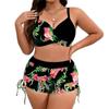 Plus Size European & American Split Bikini Set - New Printed Style with Large Bust Support