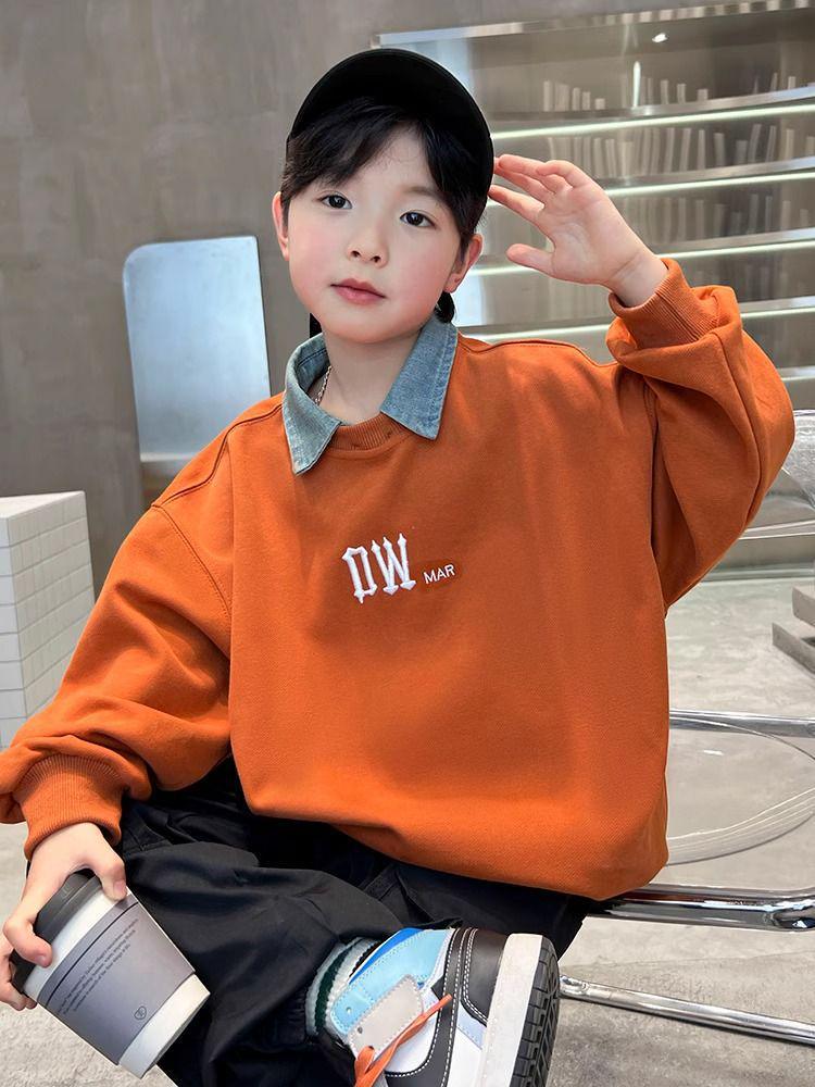 

Новый свитер-поло для мальчиков 2025 - Весенне-осенний стиль, модная футболка для больших мальчиков 170 (105-125 jin)