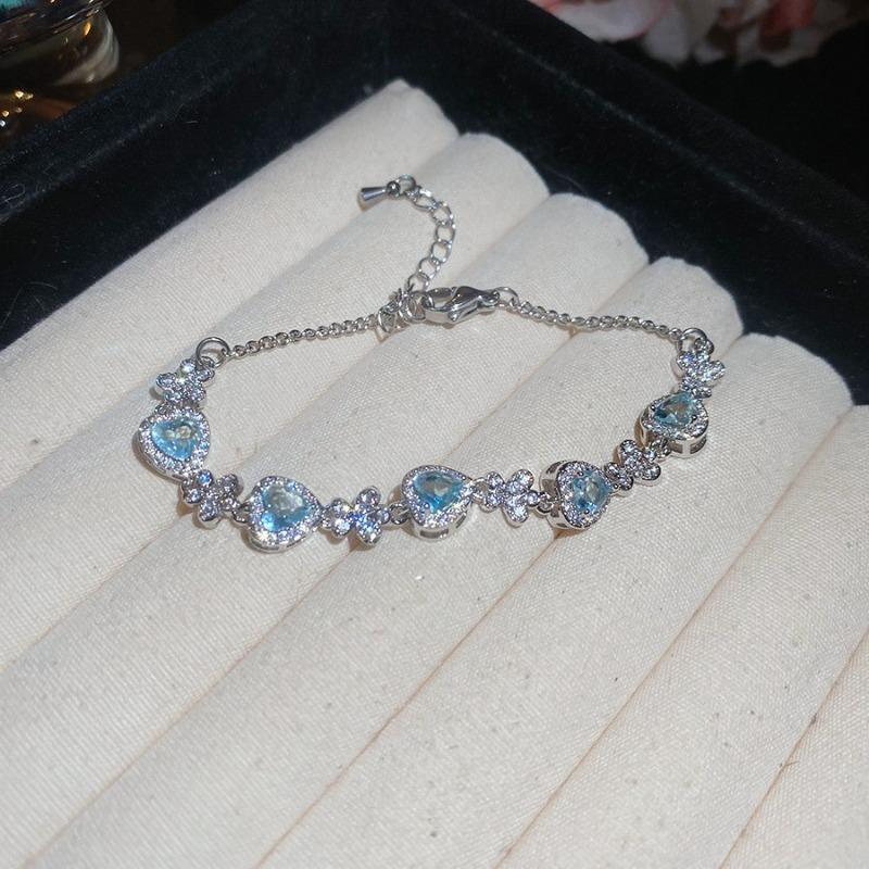 Zircon rhombus flower hollow adjustable bracelet Korean niche exquisite bracelet temperament versatile fashion jewelry women