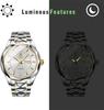 Watch Precision Steel Analog Copy Watch Men Luminous Date Day of the Week Waterproof Watch Easy to Read Dial Stainless Steel Level Adjustable Silver