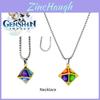 Genshin Metall Rauten Element Würfel Halskette Exquisiter Handgefertigter Dekorationsanhänger