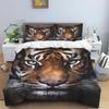 Blue Light Jungle White Tiger Animal Print Bedding Set (3-Piece) - Domineering White Tiger Pattern Duvet Cover and Pillowcase Se