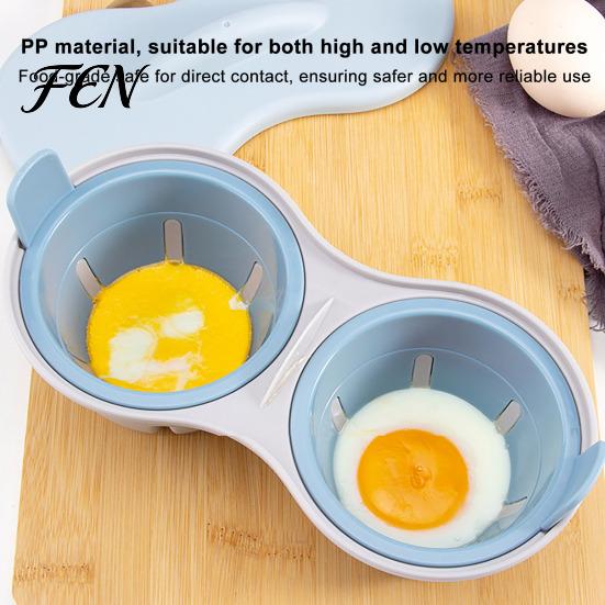 Heat Resistant Egg Tool Dual Cavity Microwave Poacher with Lid, Plastic Cooker Double Hole Steamer, Compact Quick Breakfast