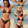 New Sexy Solid Color Pit Strip Split Swimsuit Bikini Bikini