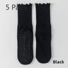 5 Pairs Combed Cotton Socks Boneless Non-slip Indoor Pilates Yoga Stockings Women's Wooden Ear Lace Fitness Sports Stockings