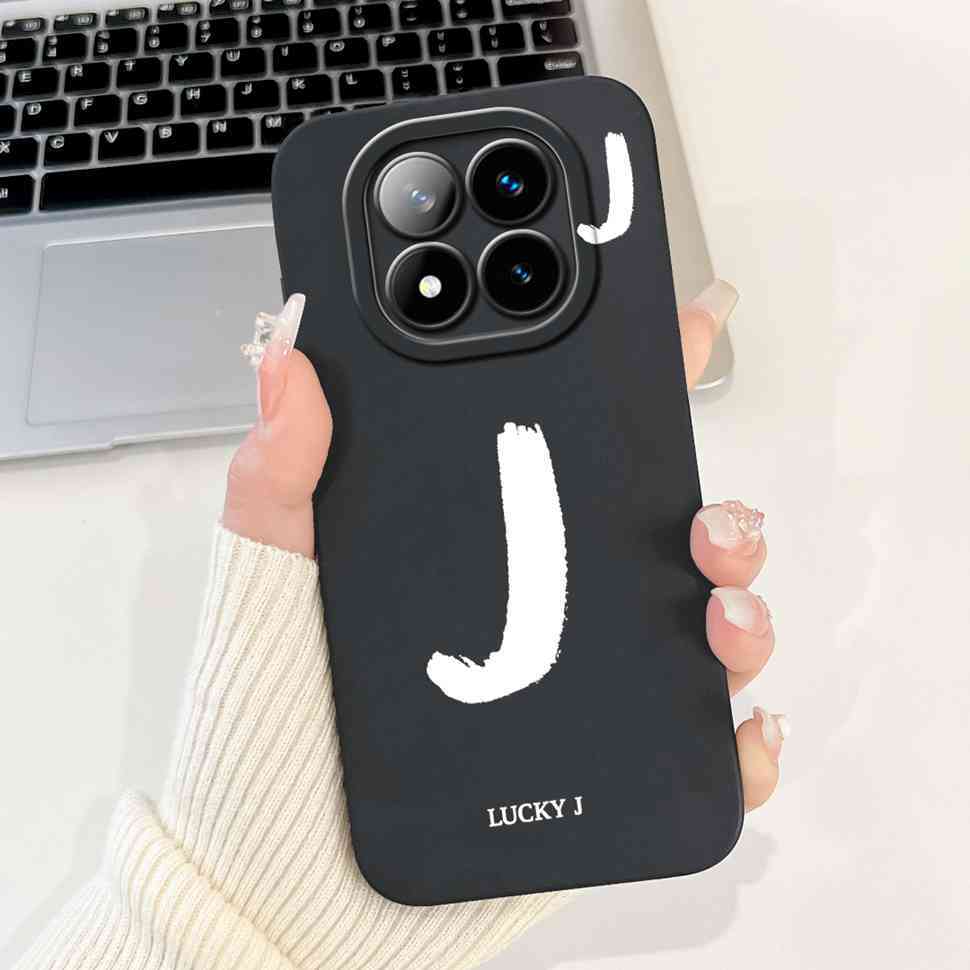 For Xiaomi Redmi Note 14 Pro+ 5G Case Black Lucky Letter A-Z Soft Silicone Cover For Redmi Note 14Pro Plus 5G 6.67" Phone Cases