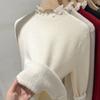 Semi-turtleneck Velvet Thickened Bottoming Shirt for Women's Autumn and Winter New Integrated Velvet Warm Inner with Ruffle Leaf Edge Top for Women