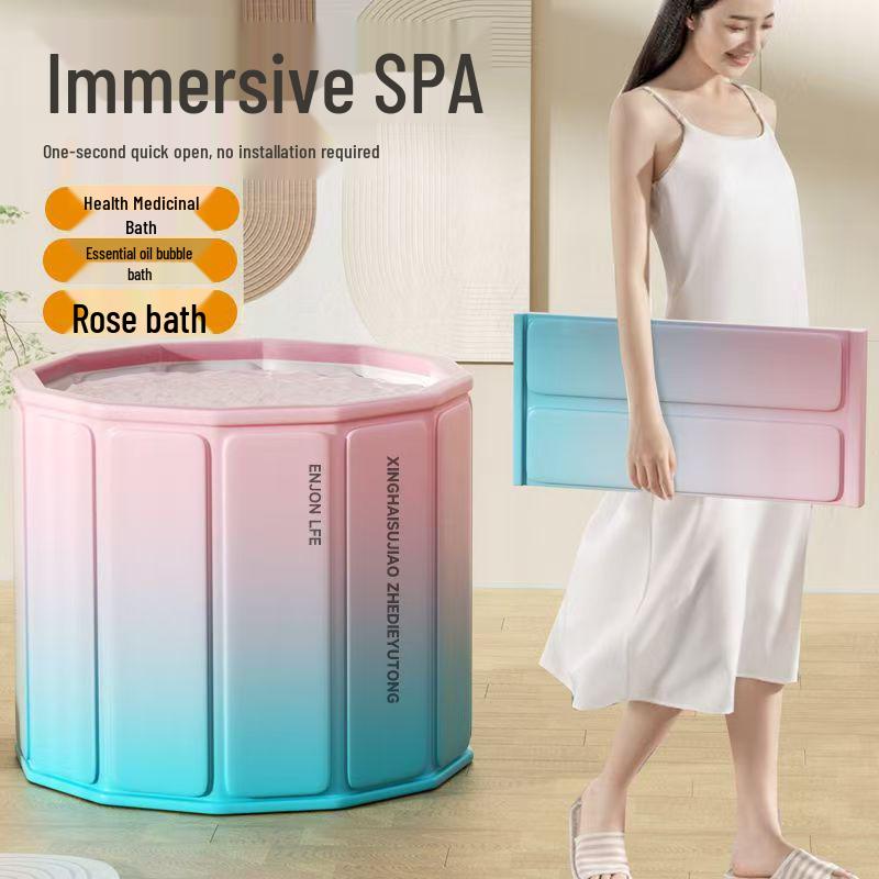 Portable Adult & Child Folding Bathtub: Full-Body Sit-In Bath Basin for Home Use