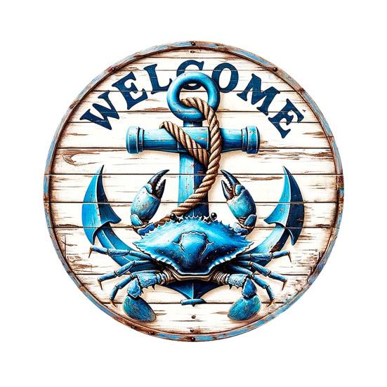 Decorative Hanging Sign Lightweight Wooden Wall Art Sign with Marine Elements Rudder Lifebuoy