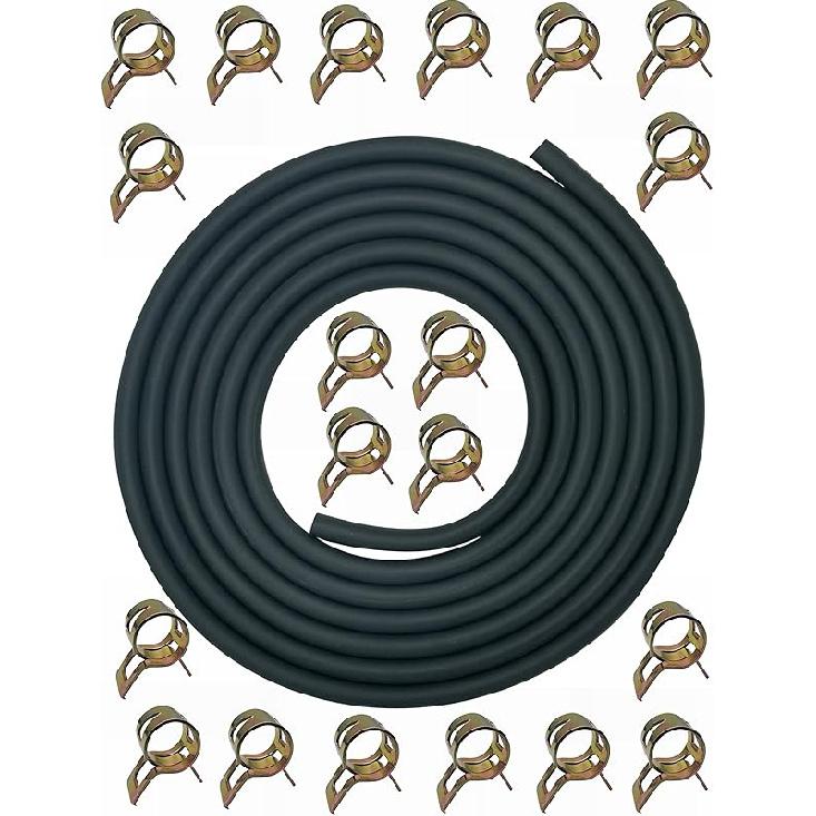 YAMAKATO 10 Feet 1/4 Inch ID Fuel Line Hose For Kawasaki Kohler Briggs & Stratton Small Gas Diesel Powersports Engines And Generators W/ 20 Clamp