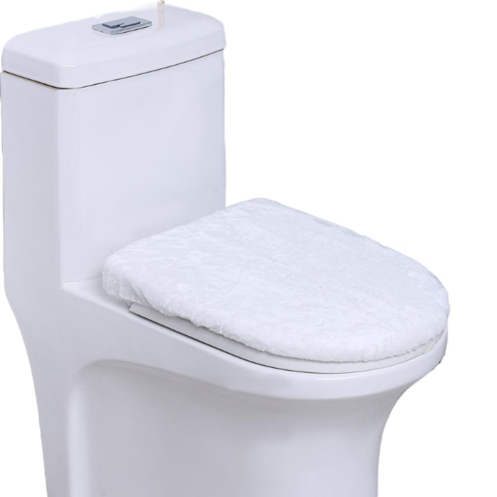 

Warm Toilet Seat Cover Solid Color Toilet Dust Cover Machine Washable WC Cover Home Bathroom білий