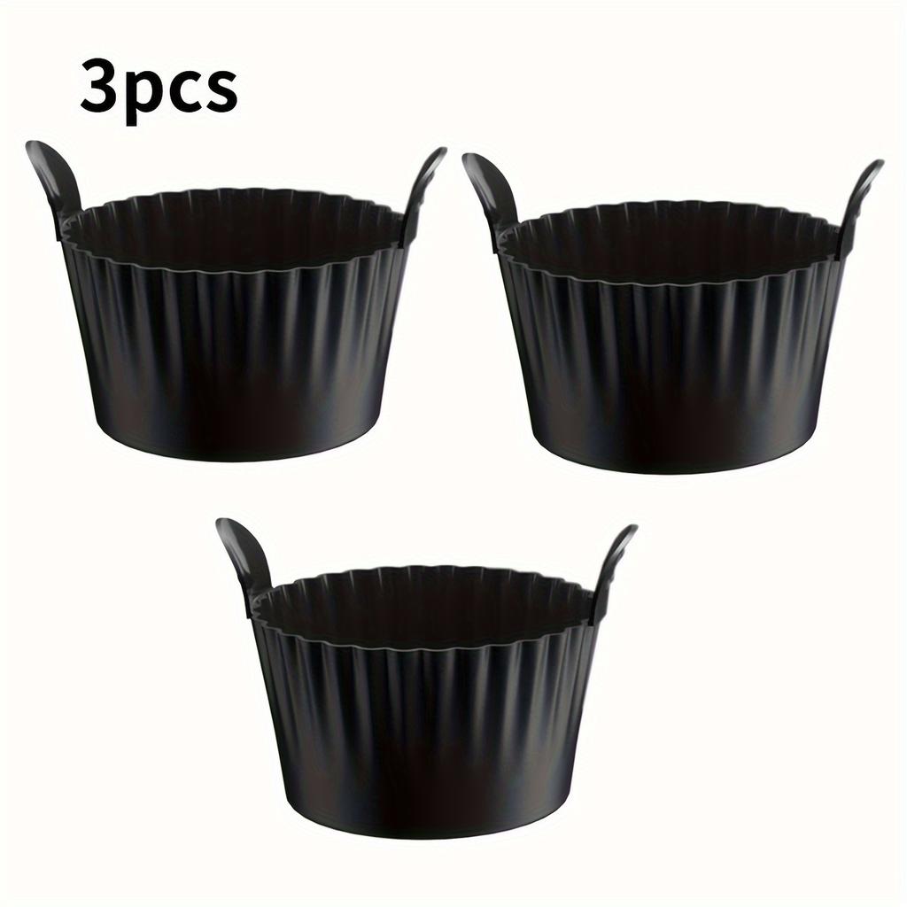 3-piece black silicone air fryer baking small cake tray multi-functional kitchen accessory, suitable for healthy cooking